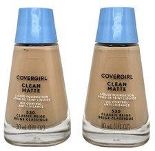 2 Pack Covergirl Clean Matte Liquid Foundation 530 Classic Beige
