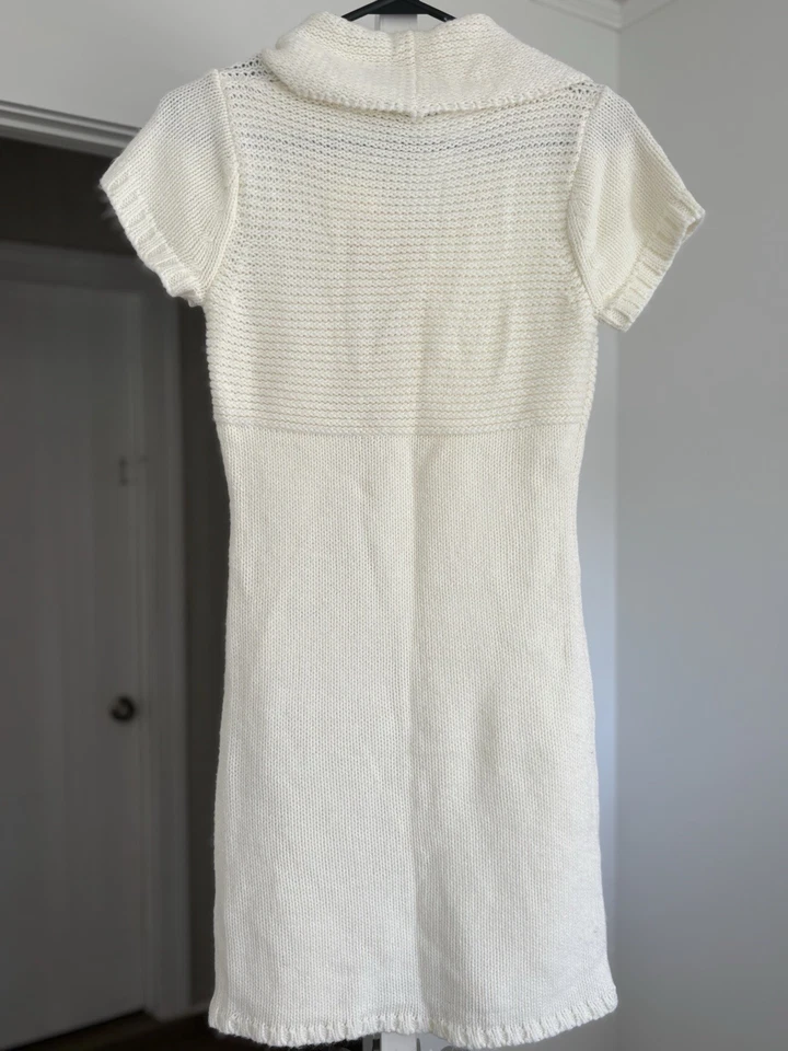 Vestido Suéter Tejido Y2K Vintage Body Central Para Mujer Manga Corta Blanco Talla M Foto 2 de 4