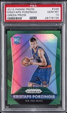 2015 PANINI PRIZM GREEN PRIZM #348 KRISTAPS PORZINGIS PSA 10