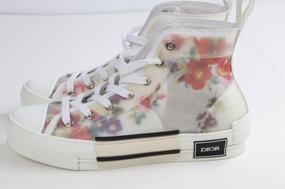 Dior B23 High Top Flower Oblique Lace Up Transparent Canvas