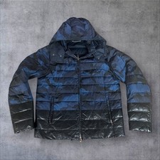 2020 Valentino Blue Camouflage Paneled Hooded Down Jacket 22 1/2 X 27