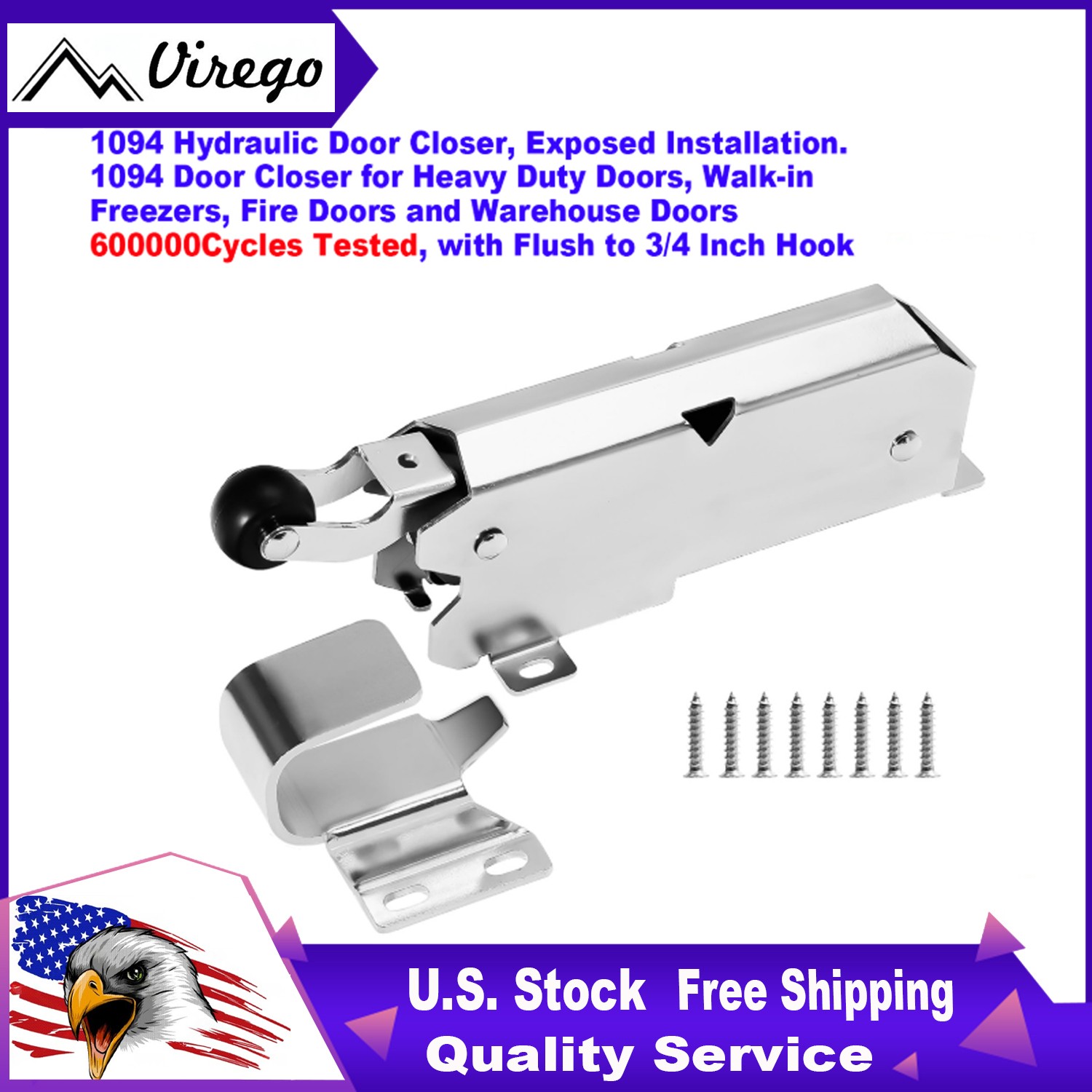 For Kason 1094 Hydraulic Door Closer Fits Heavy Duty Walk-in Freezers Fire Door