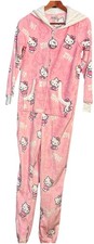 Women's Hello Kitty One Piece Hooded soft Pajamas Suit New With Tags Sz XS 0-2