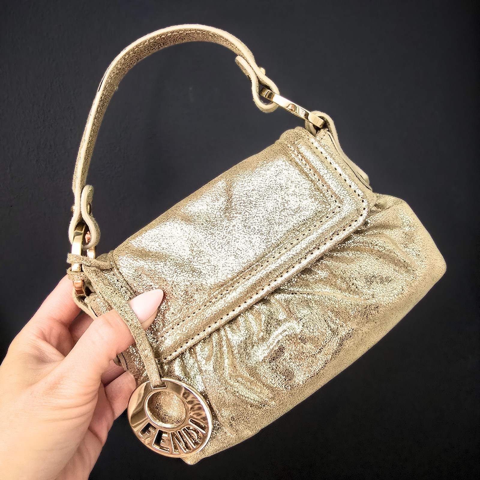 Fendi Mini Chef Bag Metallic Champagne Gold Vintage