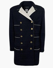 DDP Gorgeous Authentic Chanel Black Tweed CC Logo Buttons Jacket Size 44