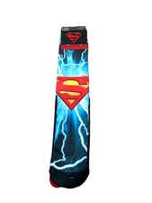Superman Logo Crew Socks Men Size 6-12 DC Comics Superhero Symbol 2pairs NWT
