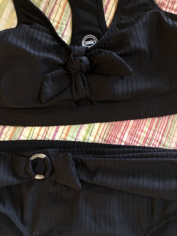 Wonder Nation Ribbed Black Swimsuit 18 Junior Girls