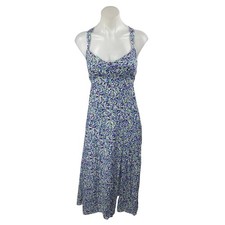 NEW Zara Women's Blue Floral Sleeveless Slit Midi Tank A-Line Slip Dress Size XS