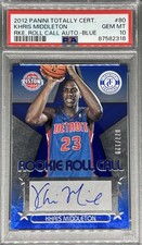 2012 Panini Totally Cert. Khris Middleton RC Roll Call Auto Blue #80 /129 PSA 10