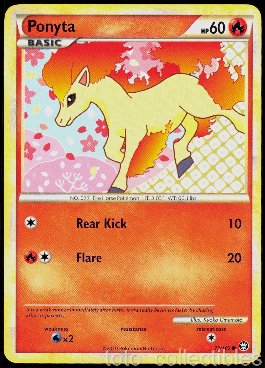 Ponyta 72/102 Common HGSS Triumphant Pokemon Lightly Played