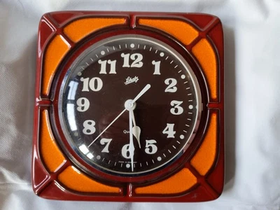 Schatz Küchenuhr Keramik 70s mit Junghans Quartz W738 voll funktionstüchtig - Bild 1 von 4