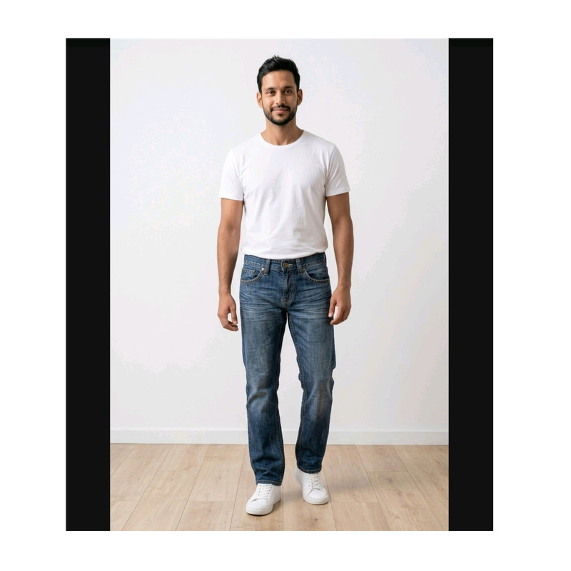 Royal Premium Men's Blue Denim Jeans Straight Leg   5-Pocket Design