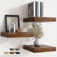 12 Inch Floating Shelves for Wall with Invisible Brackets Set of 3, 12"D Engi...
