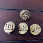 Lot Vintage WW2 US Military Army Enlisted  Collar Brass Insignia Pin Disc U.S.