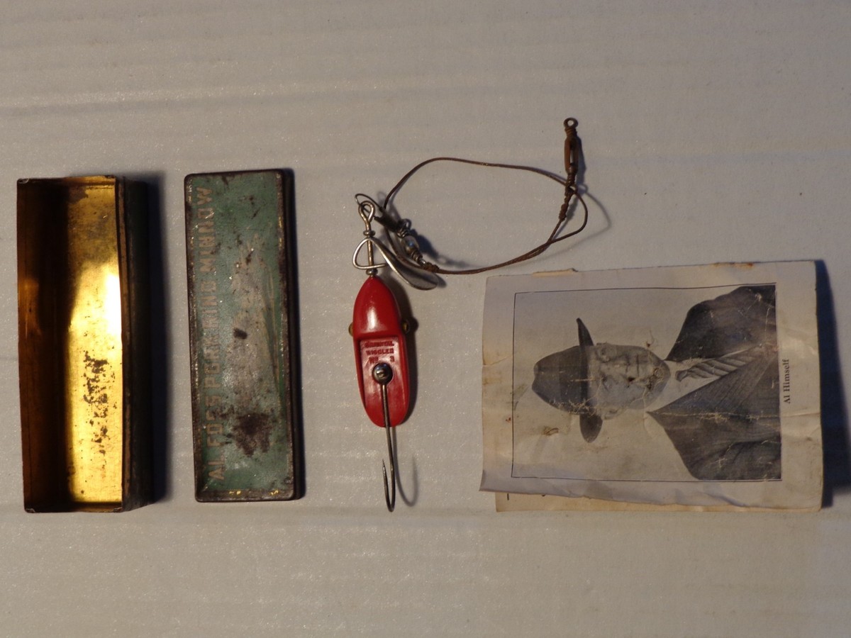 ORIGINAL CLEVELAND OHIO AL. FOSS NO. 3 RED WIGGER MINNOW FISHING LURE METAL  BOX | eBay
