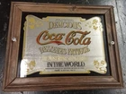 Vintage Delicious Coca Cola Relieves Fatigue Art Nouveau Wood Framed Bar Mirror