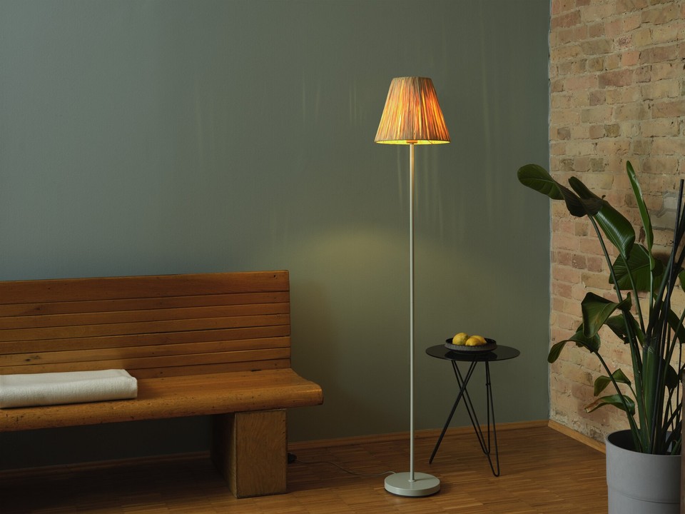 OSRAM Lampadaire Decor Raffia vert en raphia et métal, E27, 1600 mm de hauteur,