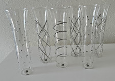 Abigails Glass Vases Set of 6 Hand Blown Silver Dots Swirl Crisscross Abstract