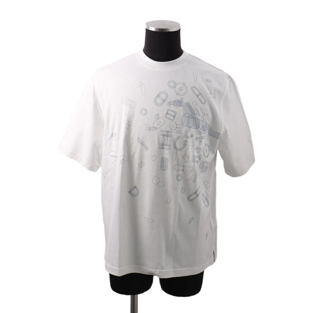 Hermes — HERMES TShirt Fragments Equestres Size S Cotton100% White