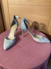 Marc Fisher grey suede ankle strap 4" stiletto heel court shoe size US 11m cd/tv
