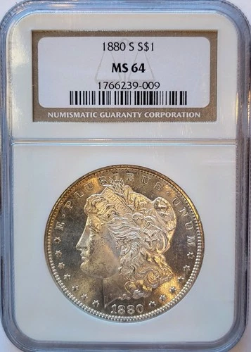 1880-S   NGC MS-64   Brilliant with golden rim tone   Morgan Silver Dollar #371