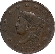 1819 VF30 Newcomb 4 Coronet Large Cent PCGS 46054067