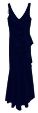 RTLS 250 BETSY  ADAM WOMENS NAVY V-NECK GOWN SZ 4