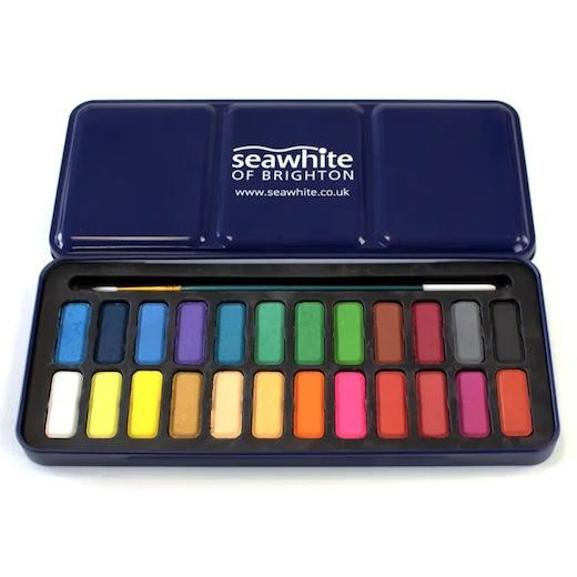 Seawhite Watercolour Paint Tin - 24 Colours