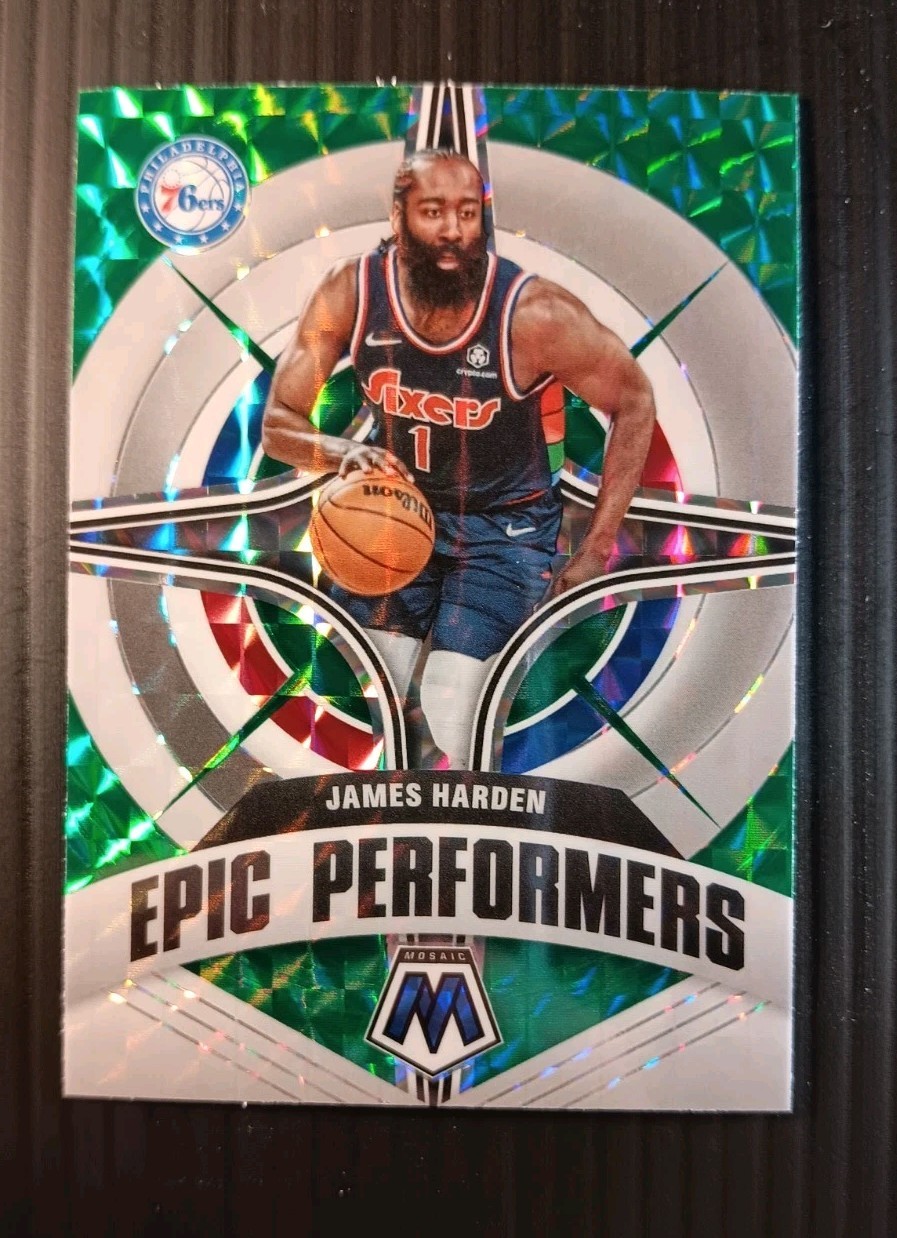 James Harden 2022 Panini Mosaic #4 Green Epic Performers