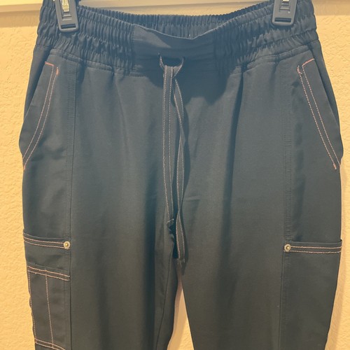 Dickies Scrubs Mid-Rise Jogger Cargo Pants Solid Black w Pockets Womens Petite S - Picture 2 of 15