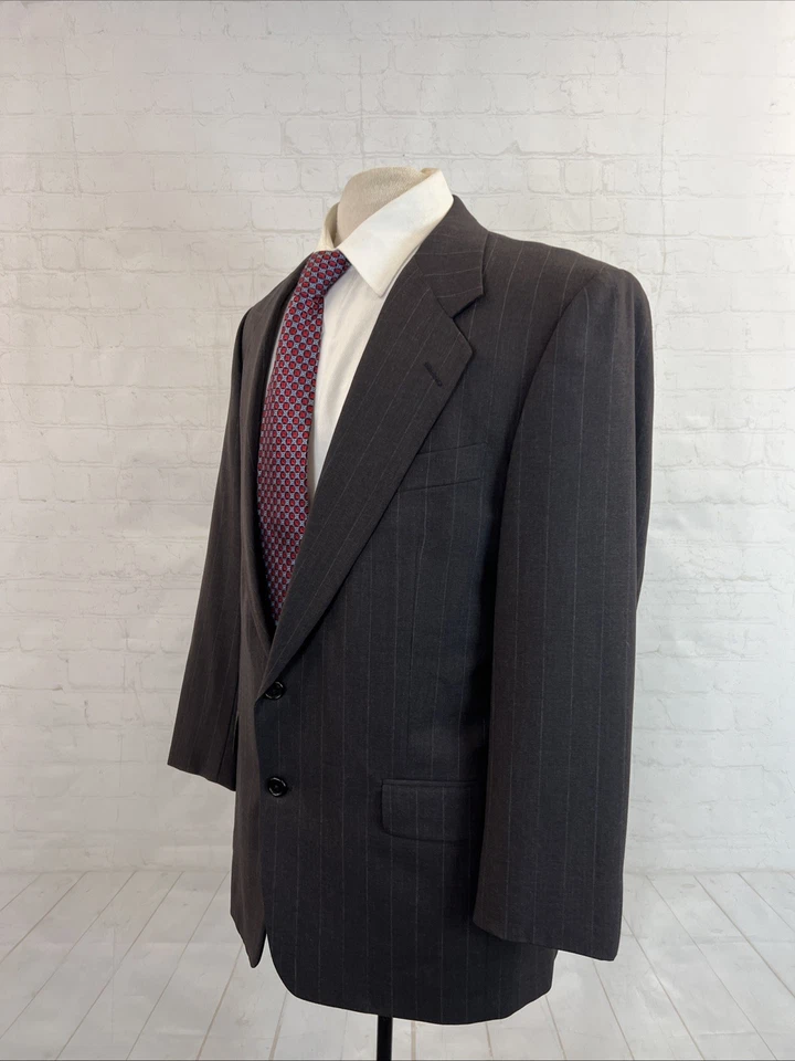 Hickey Freeman Men's Suit 43R 39X28 Dark Brown Stripe Wool USA Two Button $1,395 - Image 3 of 4