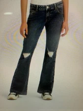 Art Class Girl's Size 16 Low  Rise Flare Jeans Dark Wash Blue