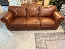 Arizona Leather Monte Carlo 3 Seat Sofa Chestnut Leather Brass Nailheads