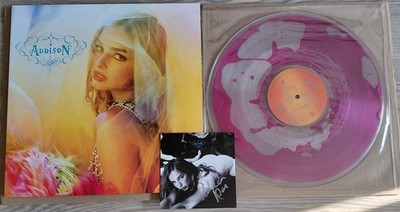 SIGNED ART CARD + Addison Rae - Addison Pink Liquid-Filled Vinyl LP Bad World