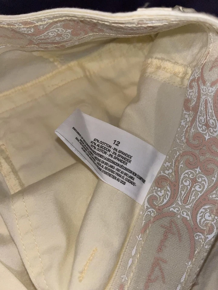 Pantalones Cortos Mujer Talla 12 Gloria Vanderbilt Bermudas Amarillo Denim Jean Vintage Elástico Foto 4 de 4