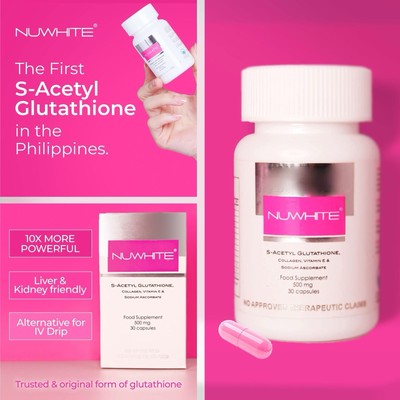 Nuwhite Advanced Whitening L Glutathione Collagen & Placenta 60 Capsules  for sale online