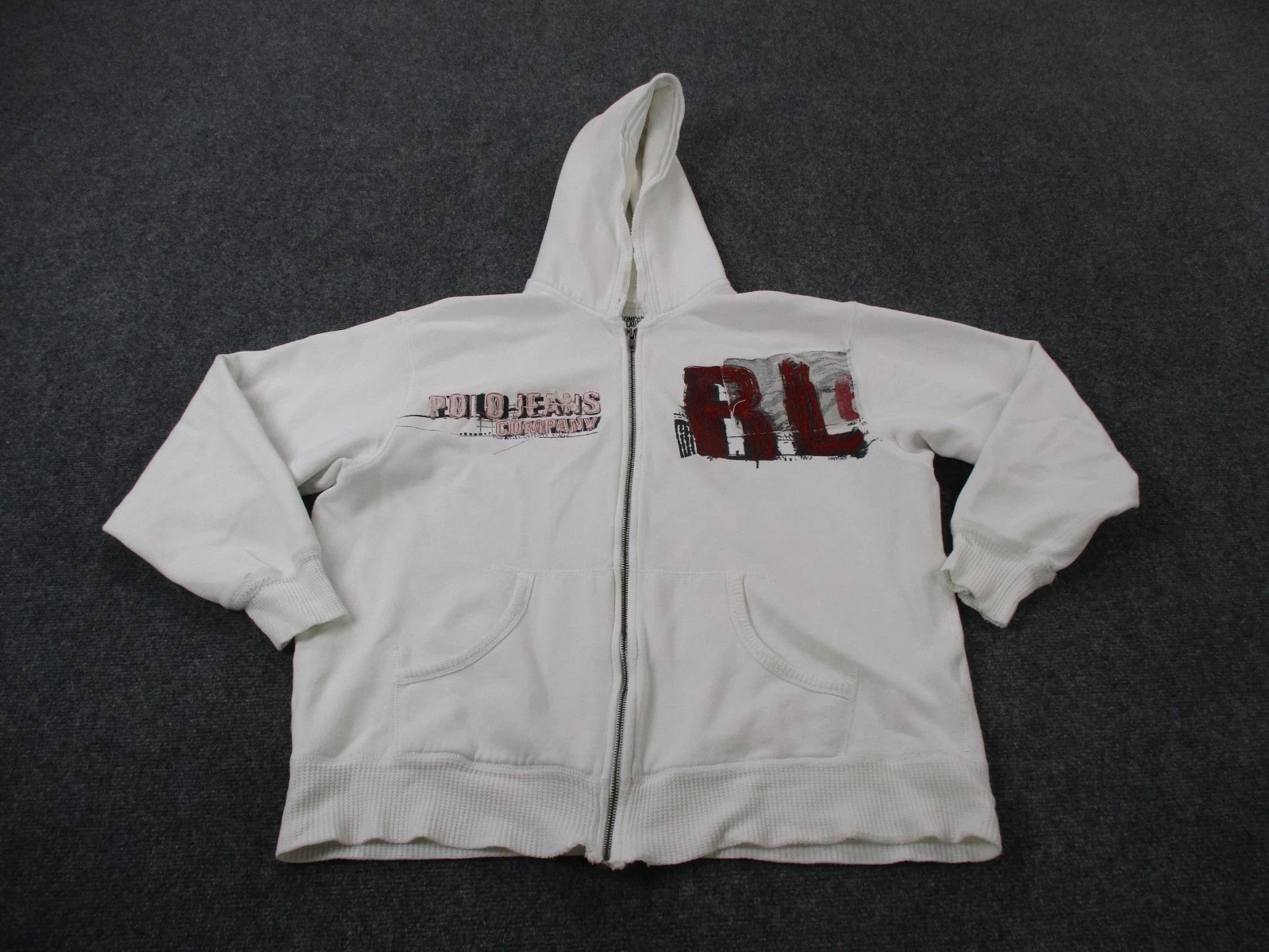 Polo Ralph Lauren Jeans Co Jacket Mens L Grunge Y2K Spellout Logo Casual Hoodie
