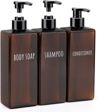 Lot Dispenser, Refillable Square Shpoo Bottles with Pump,