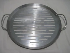 Pampered Chef BBQ Grill Pizza Pan 12" Round Stainless Steel Metal 2 Handles