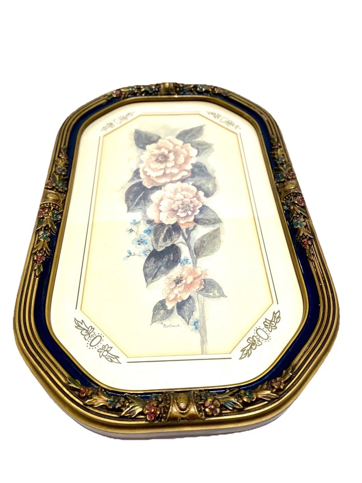 Marco de yeso dorado y azul marino ornamentado de colección 19x12 | Marco de fotos barroco floral rococó Foto 4 de 4