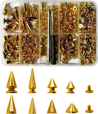354 Pcs Punk Spikes and Studs Kit, 8 Sizes Metal Cone Spike Studs Rivets for Clo