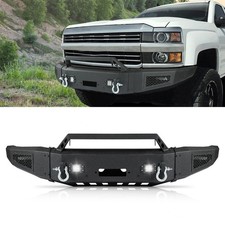Fit For Chevy Silverado 25003500 2015-2019 Front Bumper With Winch Plate Led