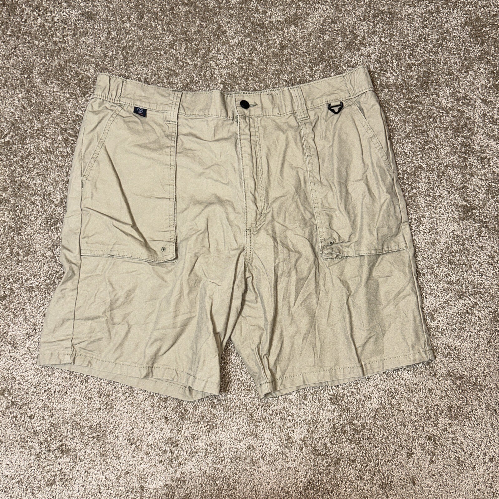 Wrangler Angler ATG All Terrain Gear Hiking Cargo Shorts Sz 38 Tan Khaki Stretch