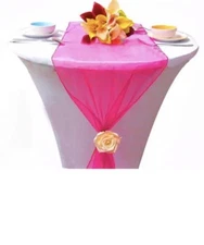 Pack Of 5 Sheer Organza 12 x 108 Wedding Birthday Table Runners Fuschia