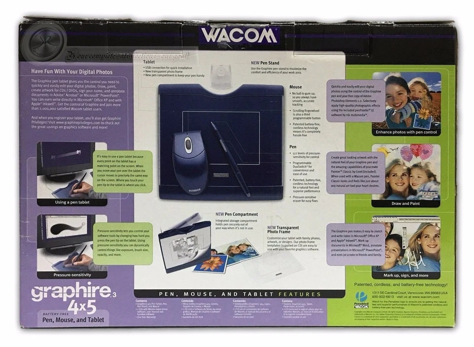 Wacom Graphire 3 4x5 USB Tablet w/Pen, Mouse & Software CD's CTE430SA - Image 3 of 4