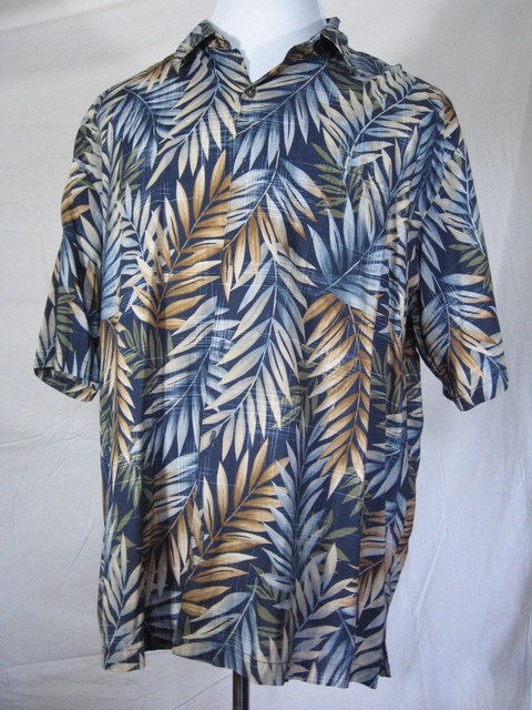 Tori Richard Mens Hawaiian Shirt jungle leaves XL a1