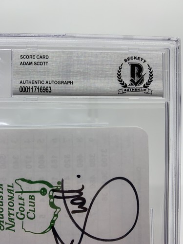 Tarjeta de puntuación Masters firmada por Adam Scott autografiada 2013 Masters Champion BAS - Imagen 2 de 2