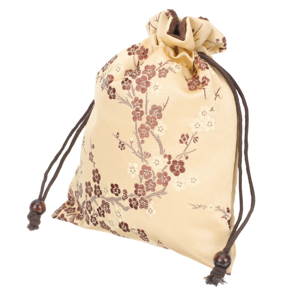 4 Pack Plum Blossom Embroidered Cloth Bag Cotton Linen Travel Small