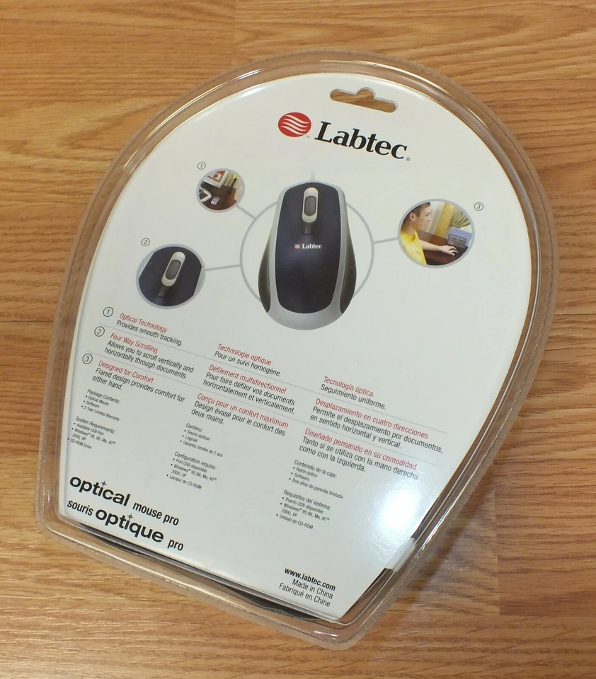 Labtec (931214-0403) Optical Mouse Pro USB Four Way Scrolling/Optical Technology - Image 4 of 4