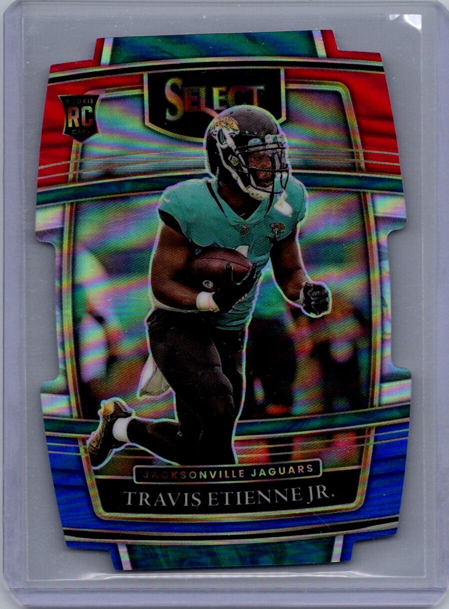 2021 Panini Select Concourse Red & Blue Prizm Die-Cut #54 Travis Etienne (RC)